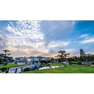 广场夕阳延时