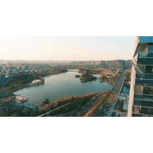 西安曲江航拍原始素材
