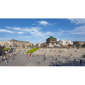 西安钟楼蓝天白云延时