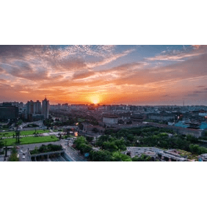 城市夕阳晚霞延时
