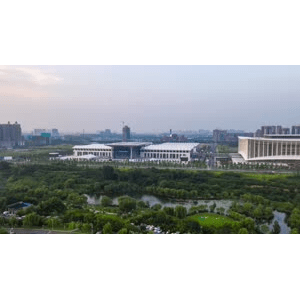 西安国际会议中心航拍大范围5k延时