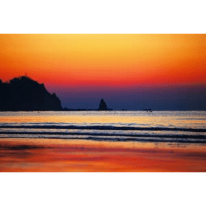青岛石老人海水浴场海上日出延时