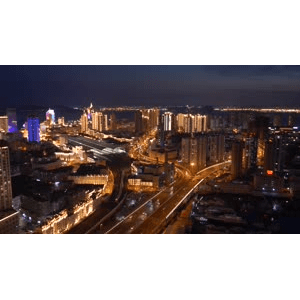 青岛西部大港夜景万家灯火视频素材