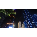 高清青岛中央商务区夜景浓雾在高楼间翻滚