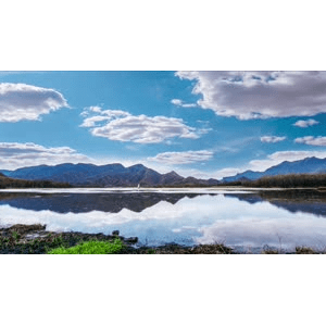 自然风景_河流蓝天白云